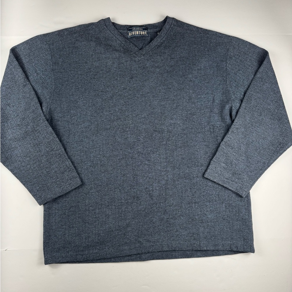 John Ashford Men's Blue V-Neck long sleeve sweater size XL